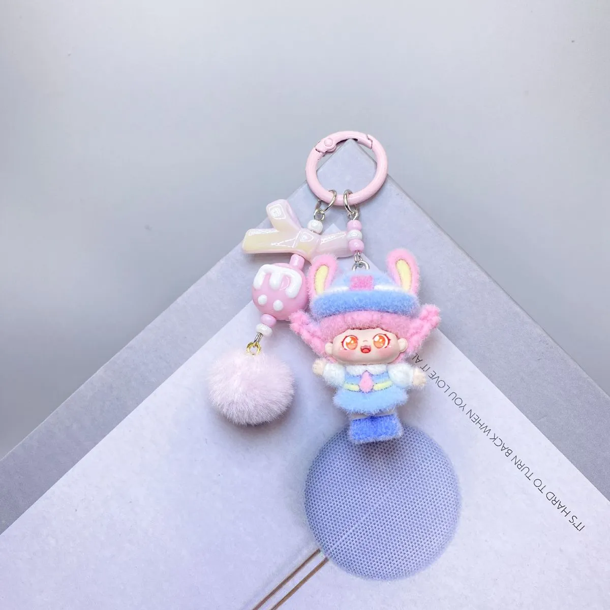 Cartoon Cute Beads Sweetie Bunny Officer Keychain – Adorable Plush Figure Bag Charm, Trendy Chaowan Pendant for Bags & Backpacks
